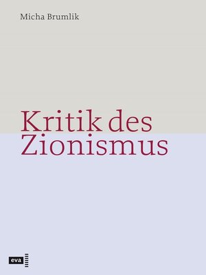 cover image of Kritik des Zionismus